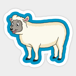 Cute happy sheep cartoon illustration Sticker